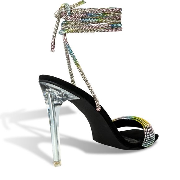 RHINESTONE LACE UP HEEL - Picture 3 of 4